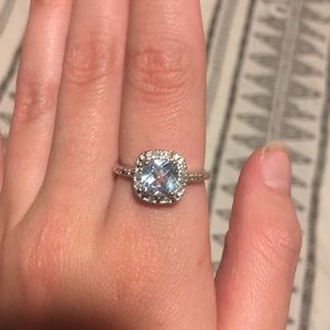 Aquamarine and diamond ring